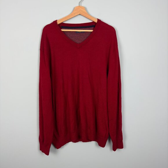 Men's Club Room Cardinal V-Neck Sweater, Size XL - Picture 4 of 7